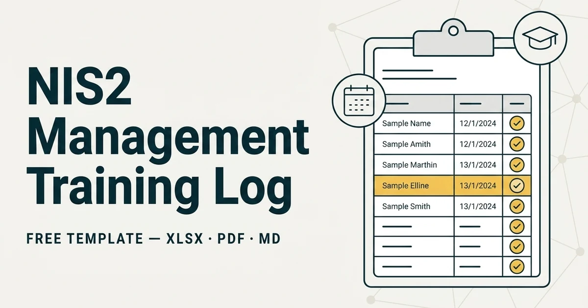Free NIS2 Management Training Log (2026) — Article 20, Excel